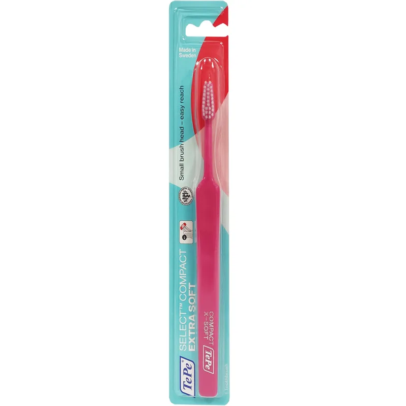 TePe Select Compact Extra Soft Toothbrush Πολύ Μαλακή Οδοντόβουρτσα για Αποτελεσματικό Καθαρισμό & Προστασία των Ούλων 1 Τεμάχιο - Φούξια