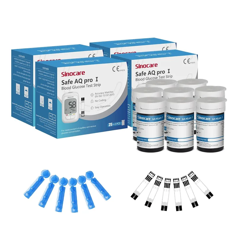[200pcs] Sinocare Glucometer Glucose Test Strips with free lancets | Safe AQ proⅠ