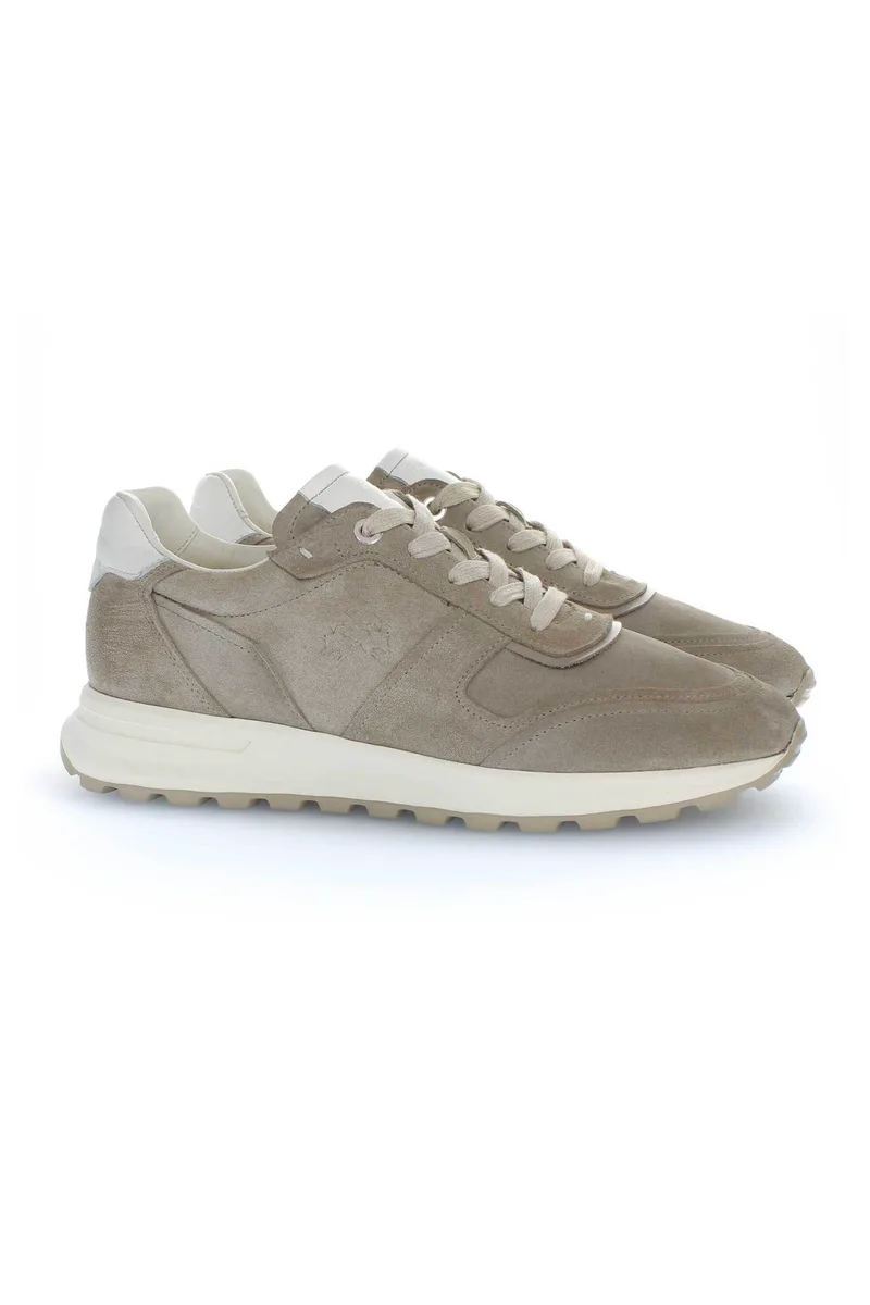 La Martina ανδρικά suede sneakers με λογότυπο - LFM261090-1A015 Taupe