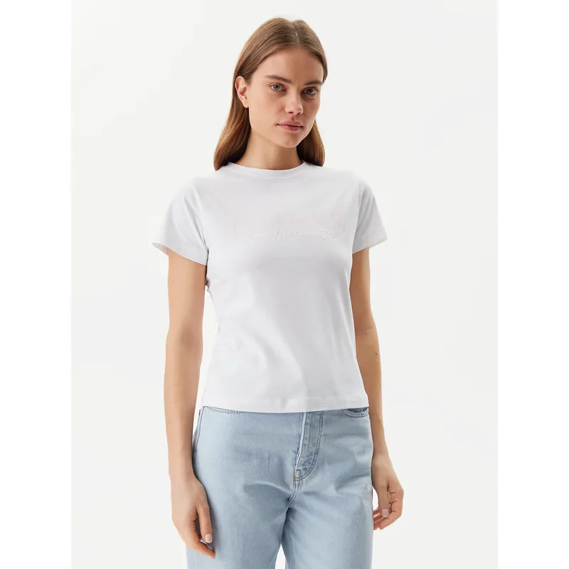 Guess T-Shirt V5GI15 J1314 Λευκό Slim Fit