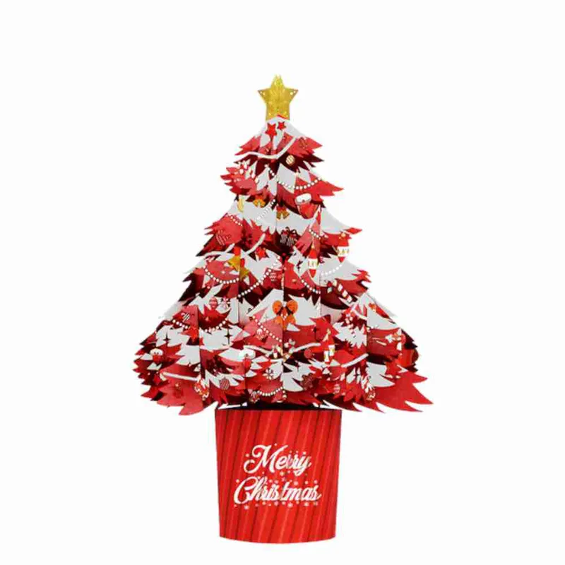 Origamo Ευχετήρια Κάρτα Xmas Αναδυόμενη Χριστουγεννιάτικο Δέντρο Κόκκινο 30x34,4εκ