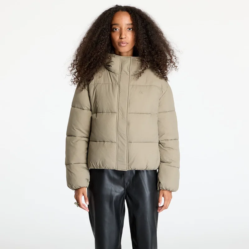 Μπουφάν Calvin Klein Jeans Logo Short Hooded Puffer Jacket Gray L