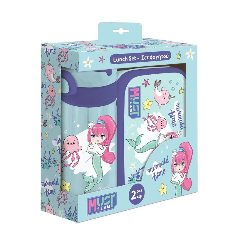 Σετ Φαγητού Mermaid Time Φαγητοδοχείο 800ml-Παγούρι PP 500ml