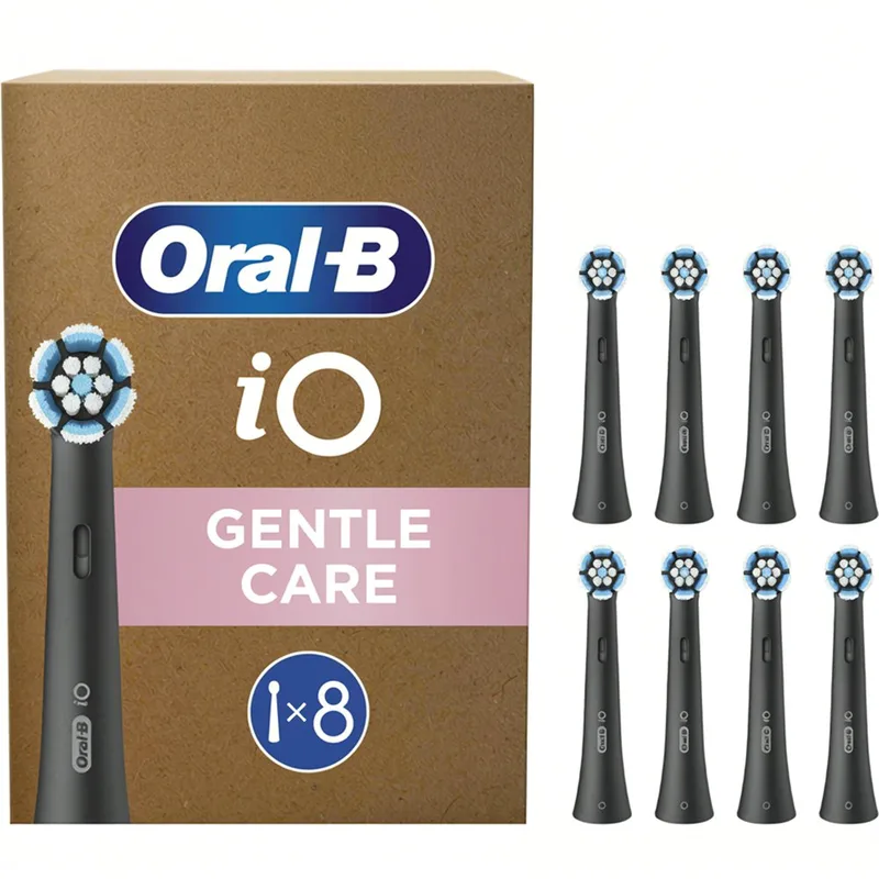 Oral-B iO Gentle Care Brush Heads Black Ανταλλακτικές Κεφαλές Βουρτσίσματος για Απαλό & Επαγγελματικό Καθαρισμό των Ευαίσθητων Δοντιών & Ούλων σε Μαύρο Χρώμα 8 Τεμάχια