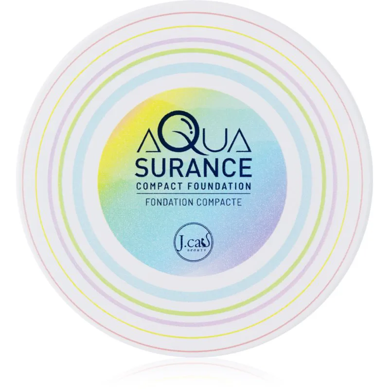 J.Cat Beauty Aquasurance συμπαγής πούδρα μεικ απ για μεσαία έως πλήρη κάλυψη απόχρωση 100 Porcelain 9 γρ