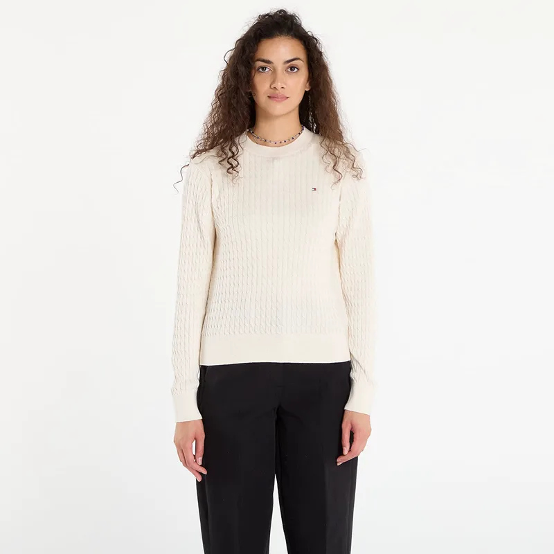 Πουλόβερ Tommy Hilfiger Co Cable Fine Gg C-Nk Ls Sweater Heather Ivory Petal L