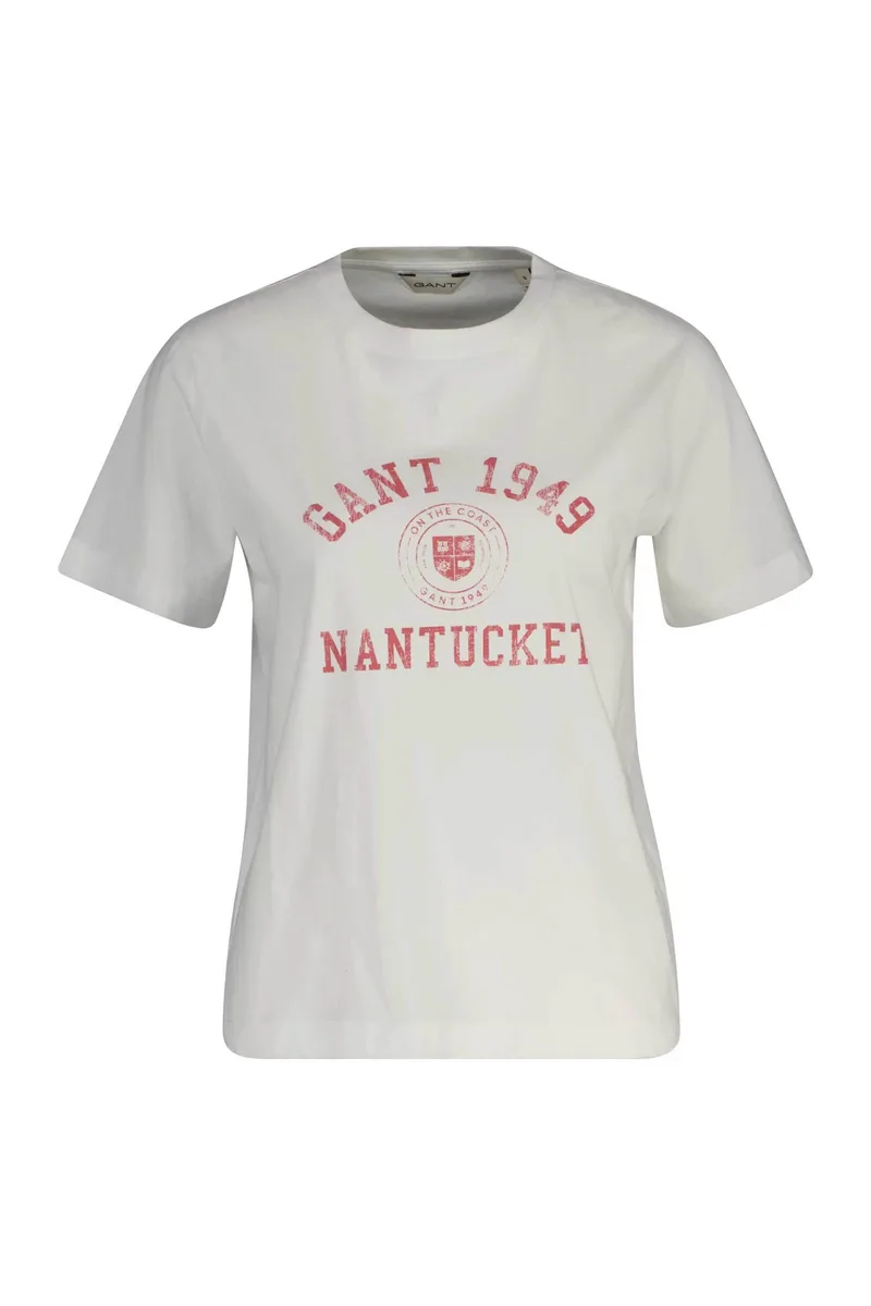 Gant γυναικείο T-shirt με graphic logo print Regular Fit - 4201467 Λευκό