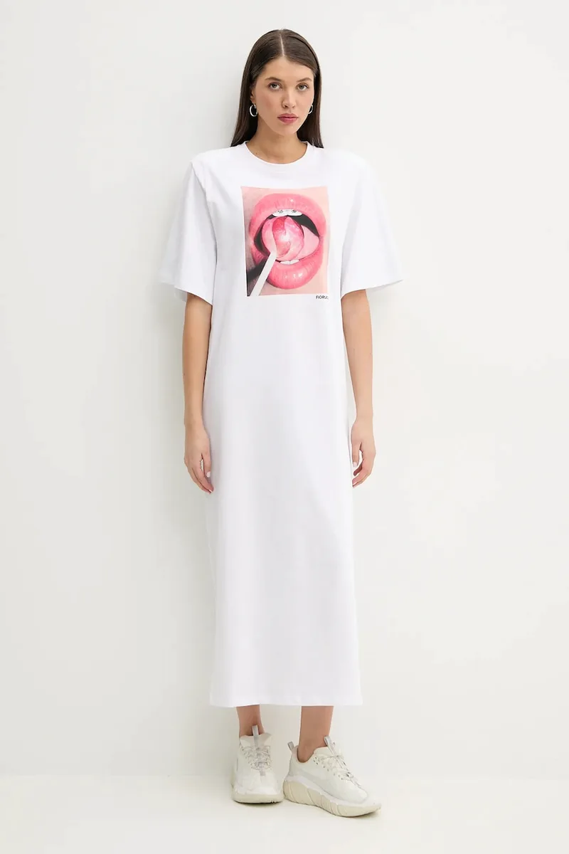 Βαμβακερό φόρεμα Fiorucci Lollipop Mouth Print Maxi T-Dress