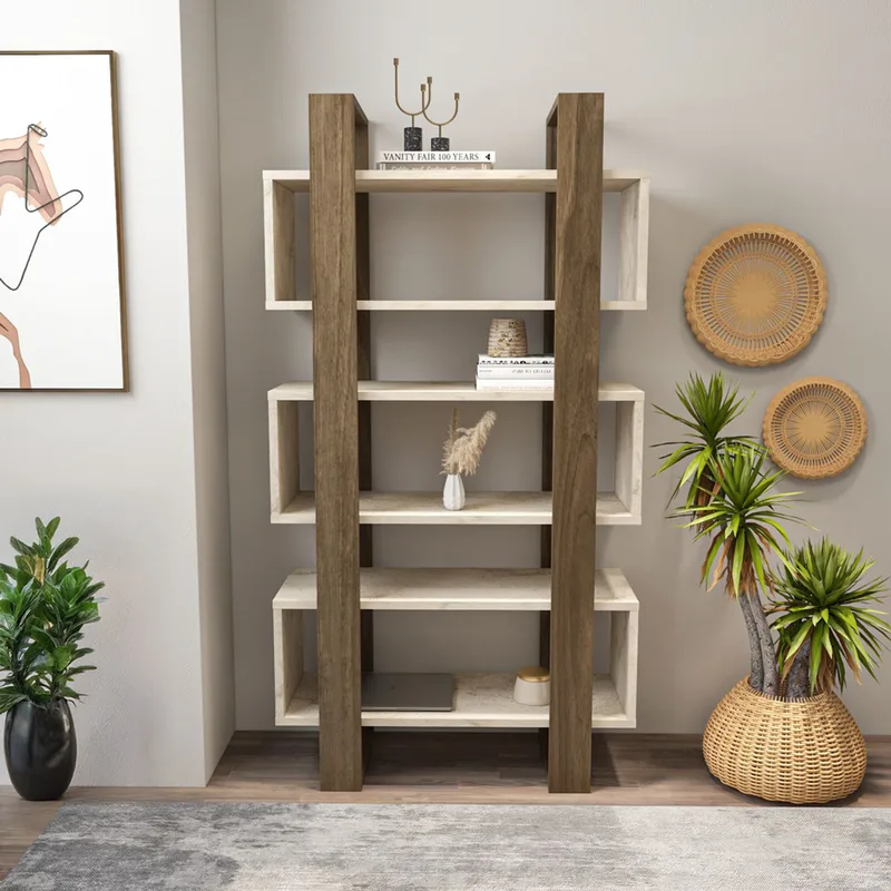 Βιβλιοθήκη Reina - Walnut, Travertine 875Zna3665 (80x150 cm)