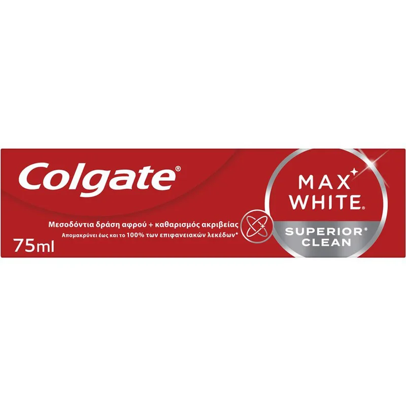 Colgate Max White Superior Clean Toothpaste Λευκαντική Οδοντοκρέμα που Καθαρίζει σε Βάθος 75ml