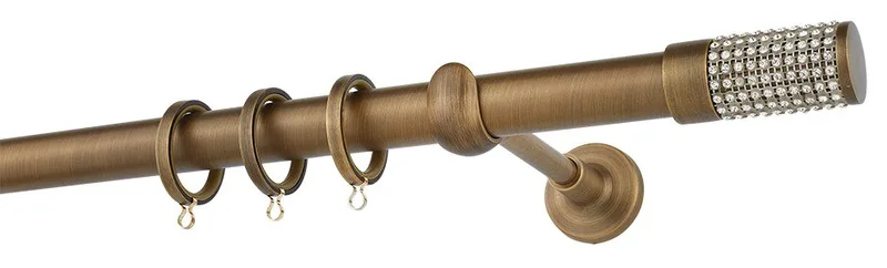 Κουρτινόβεργα Zogometal Easy Line E4133 Μπρονζέ Με Άκρα 01 Crystal
