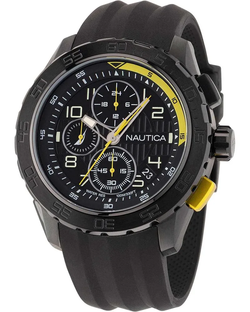 NAUTICA NST101 Chronograph - NAPNSS302, Black case with Black Rubber Strap