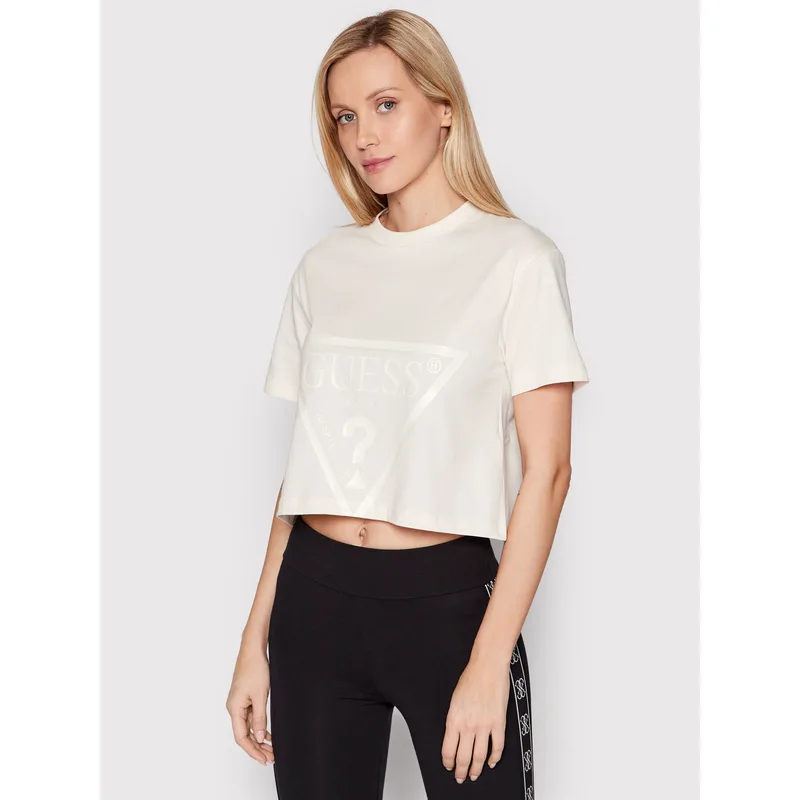 Guess T-Shirt V2YI06 K8HM0 Μπεζ Regular Fit