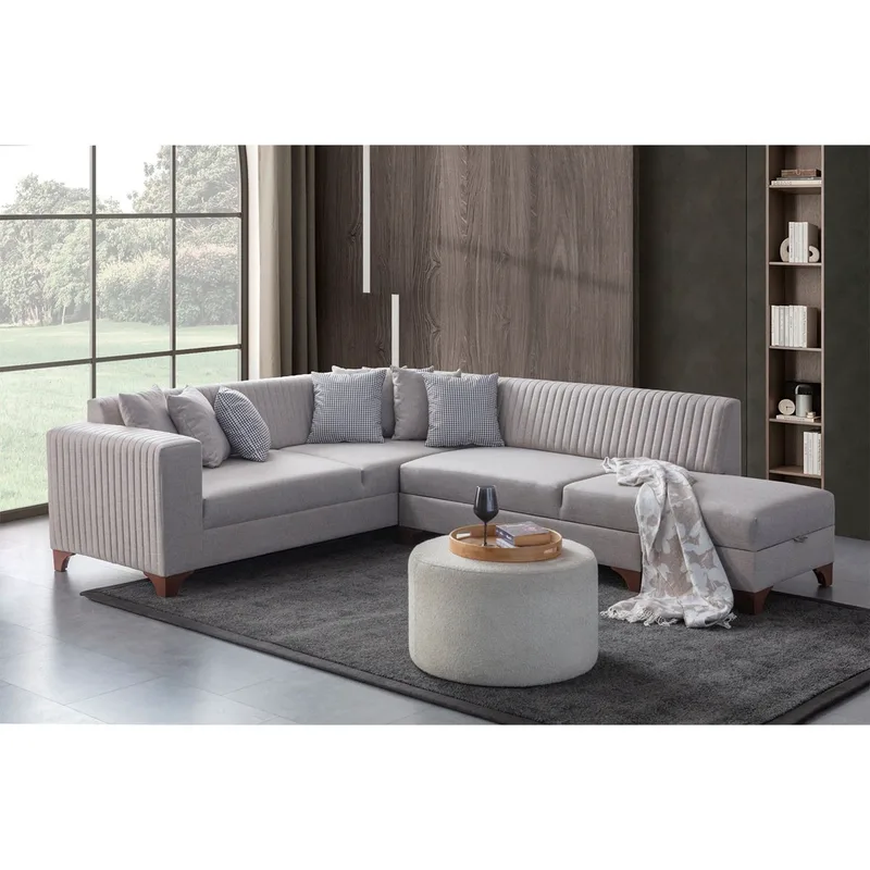 Γωνιακός Καναπές-Κρεβάτι West Right - Cream 752Est1375 (230x285x80x90)