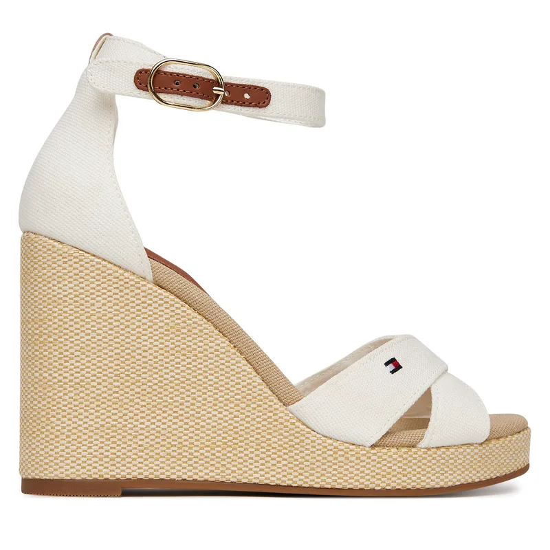 Σανδάλια Tommy Hilfiger Flag High Wedge Espad Crisscross FW0FW08661 Εκρού