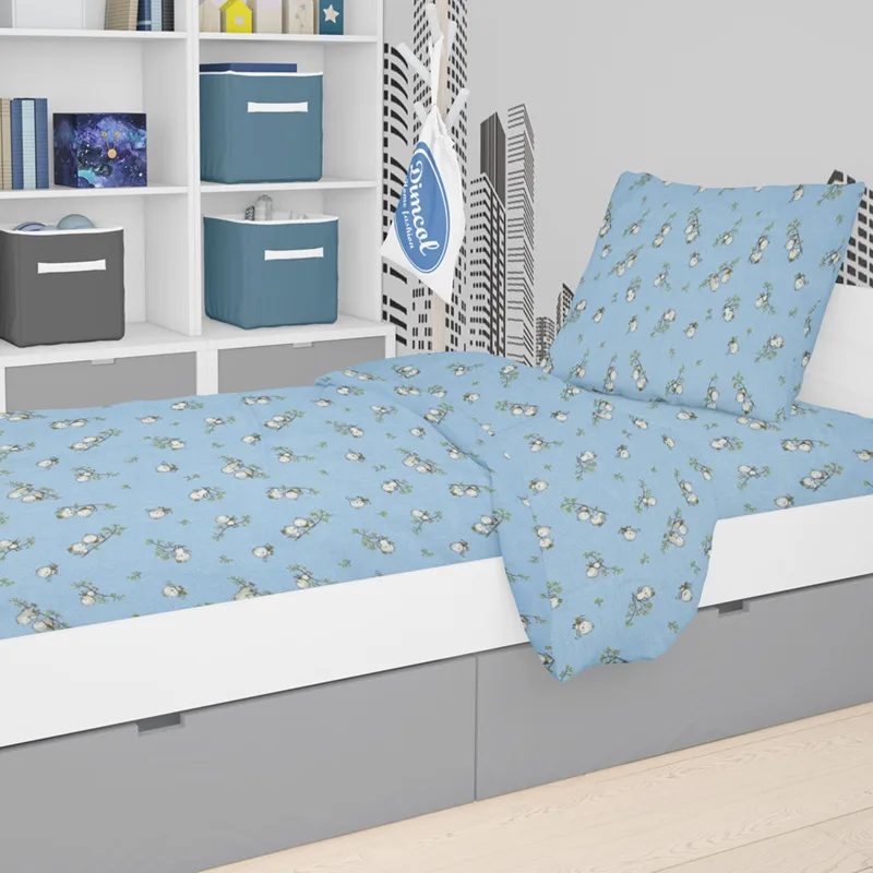 Παπλωματοθήκη Φανελένια Μονή 160X240 Dimcol Birds 14 Μπλε (160x240)