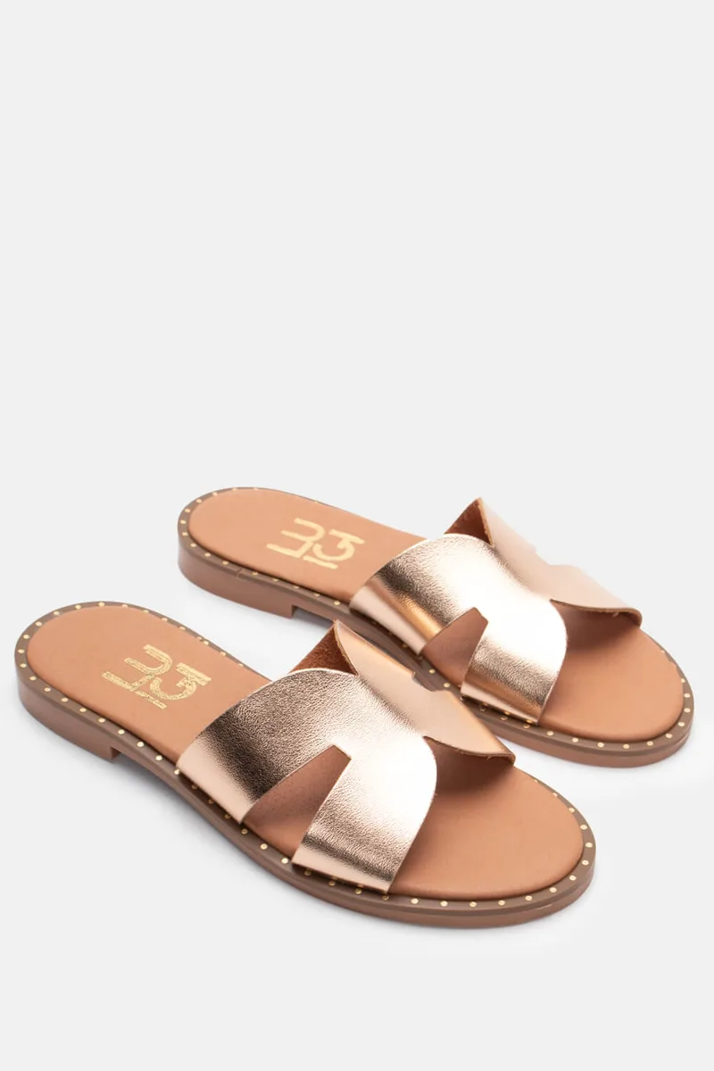 LUIGI DESIGN - Σανδάλια Flat με Ανοίγματα Στο Πλάι - Χαλκός