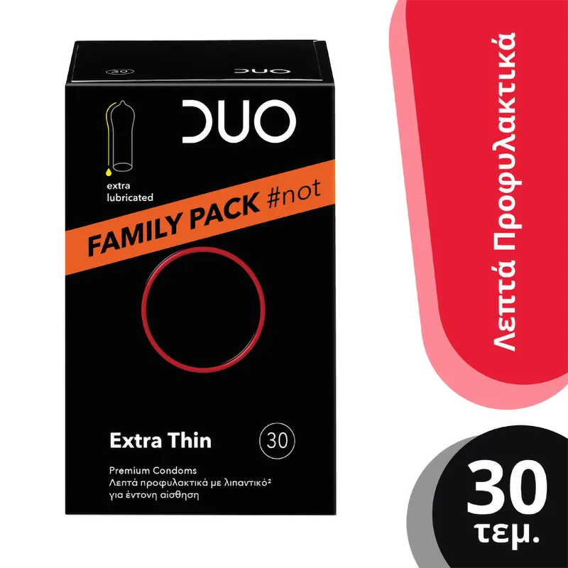 Duo Extra Thin Premium Condoms Value Pack Λεπτό Προφυλακτικό Για Μεγαλύτερη Αίσθηση & Ευχαρίστηση 30 Τεμάχια