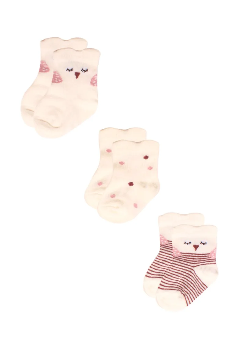Καλτσάκια bebe Cute Owls 3 τεμ. 68332c-Πολύχρωμο