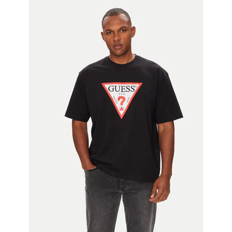 Guess Jeans T-Shirt M4YI45 K8FQ4 Μαύρο Oversize