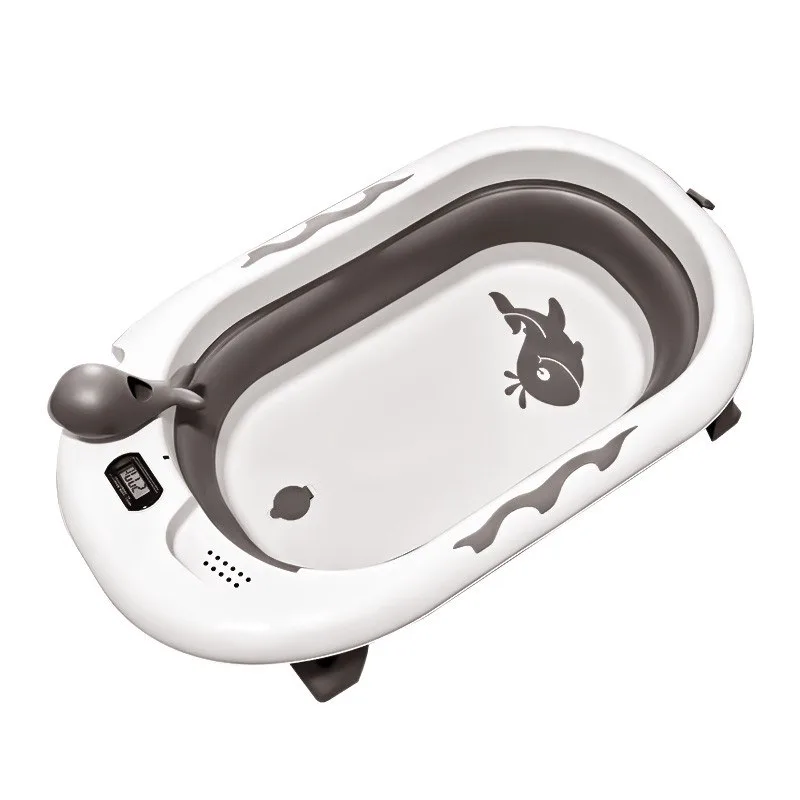 Μπανιέρα Πτυσσόμενη με Θερμόμετρο Bebe Stars Whale Dark Grey 26-187