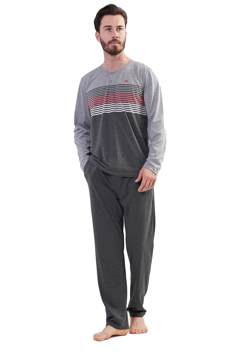 VienettaMan Ανδρική χειμερινή πυτζάμα με πατιλέτα Plus Size (1XL-4XL)-204121