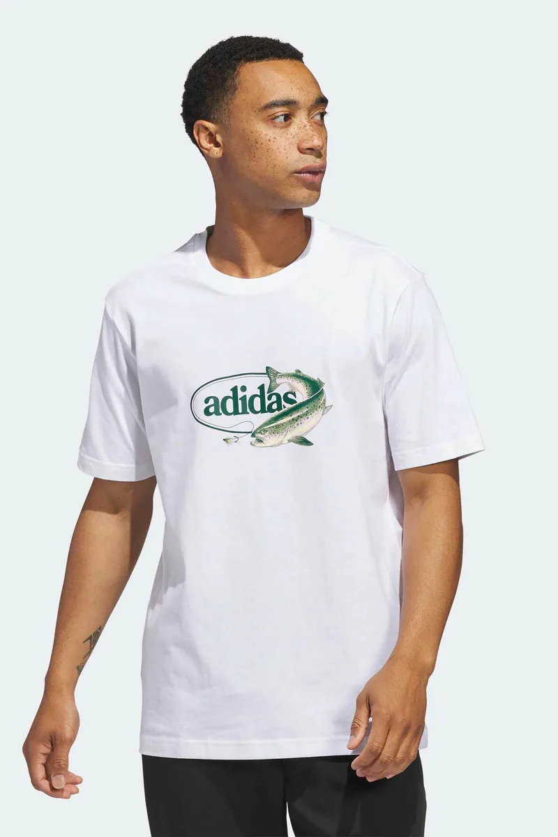 Adidas ανδρικό T-shirt Regular Fit "Sportsman Fishing Graphic" - KC9252 Λευκό