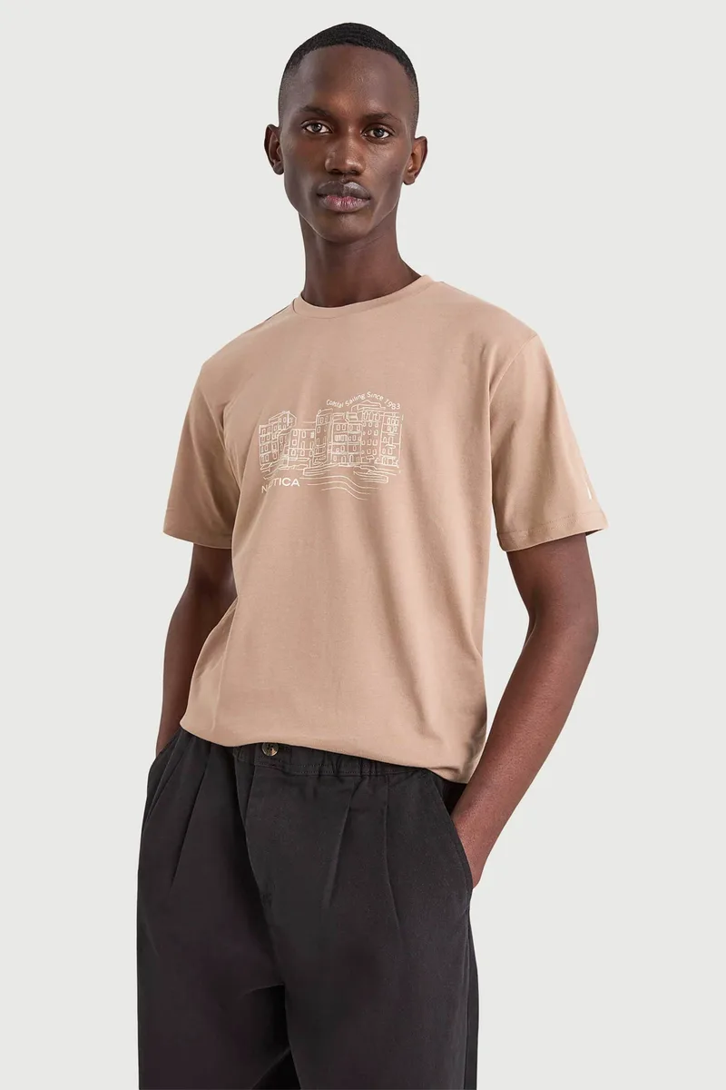 Nautica ανδρικό T-shirt με graphic print "Sassandra" - N1V04034 Μπεζ