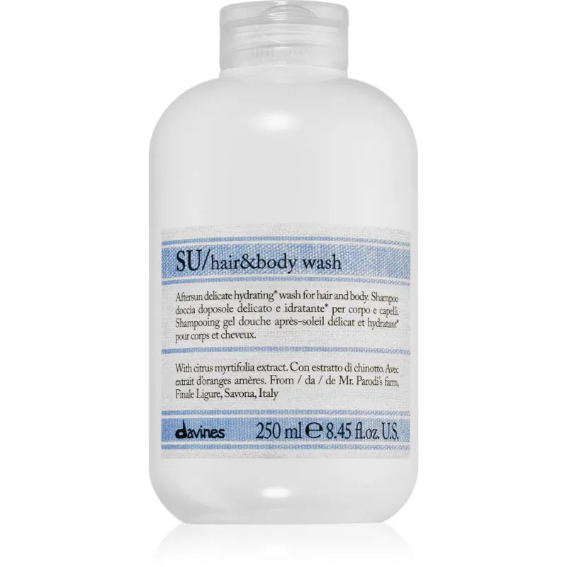 Davines SU Hair&Body Wash τζελ για ντους και σαμπουάν 2 σε 1 250 ml