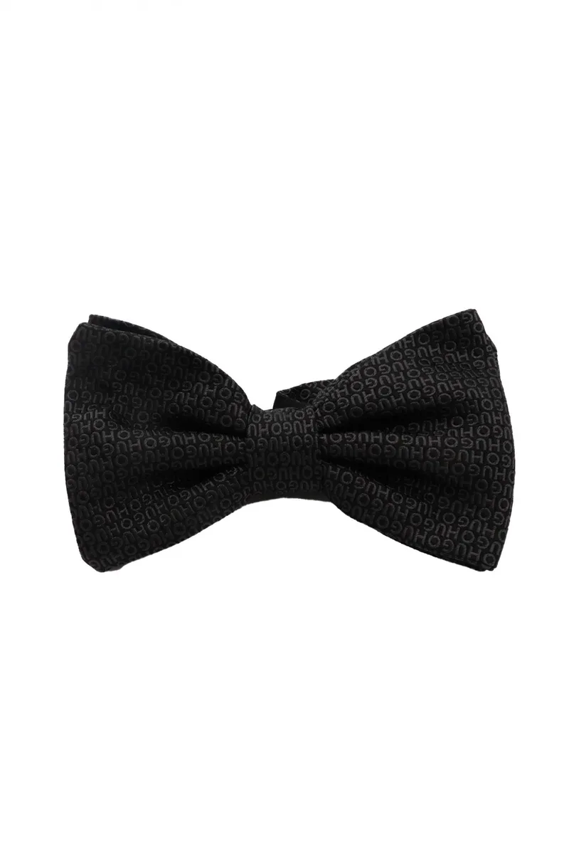 HUGO ΠΑΠΙΓΙΟΝ BOW TIE ALL OVER LOGO TIE ΜΑΥΡΟ