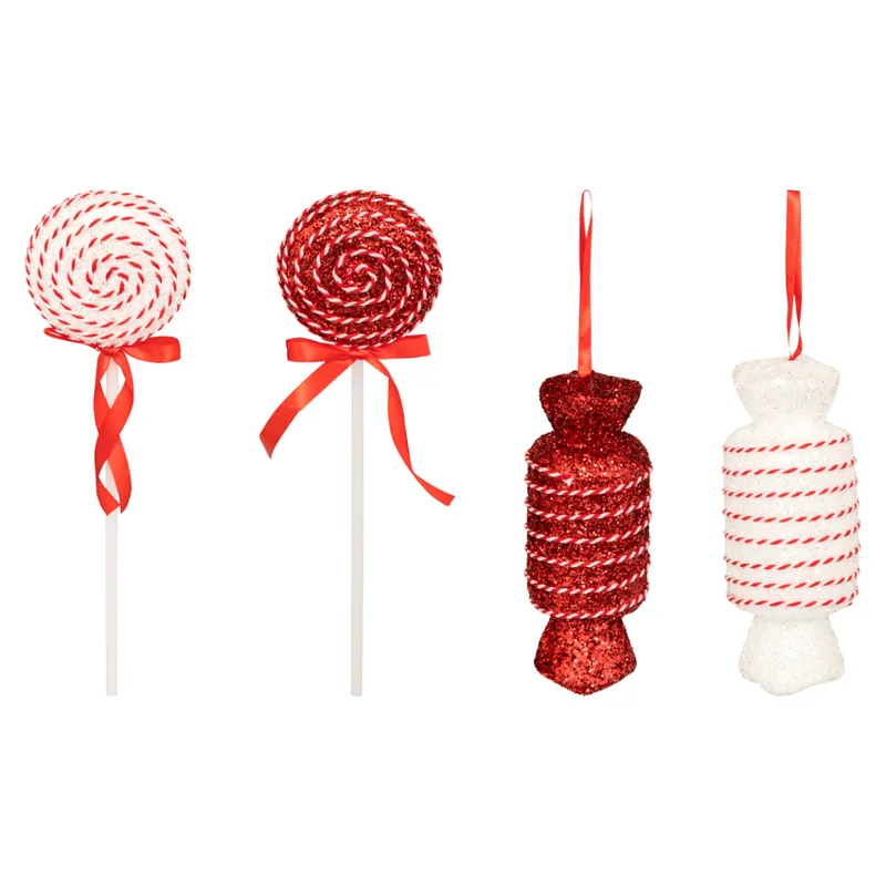 Χριστουγεννιάτικα Στολίδια (Σετ 8τμχ) A-S Candy Red 208006