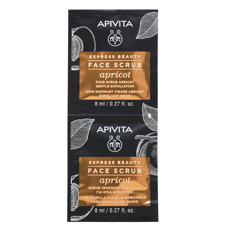 Apivita Express Beauty Gentle Exfoliation Apricot Face Scrub Προσώπου με Βερίκοκο για Ήπια Απολέπιση 2x8ml