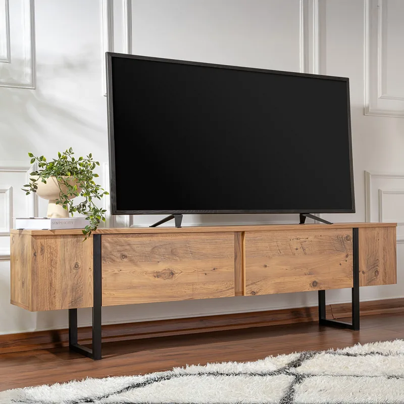 Έπιπλο Τηλεόρασης Serenity - Atlantic Pine, Black 241Nrd1311 (180x50x30 cm)