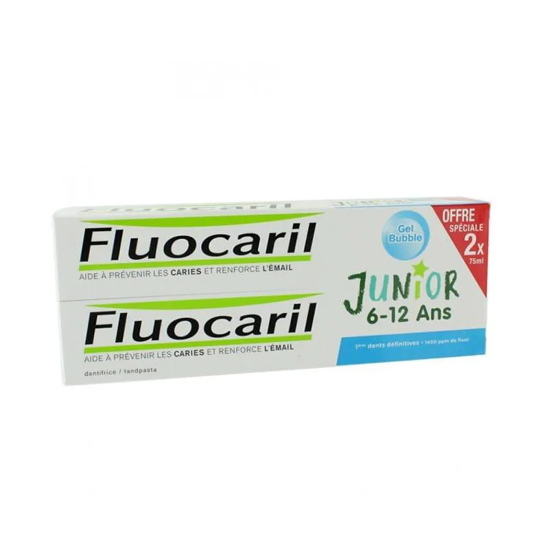 Fluocaril® Junior 6-12 years Pack Bubble Flavour toothpaste 2x 75ml