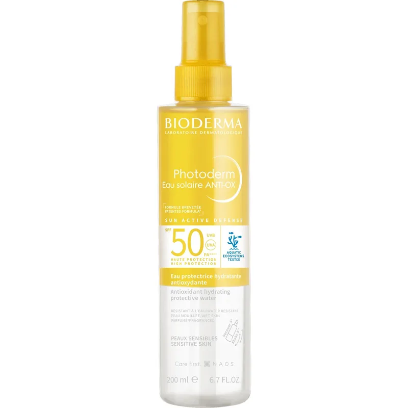 Bioderma Photoderm Eau Solaire Anti-Ox Hydrating Protective Water Spf50 Αντηλιακό Νερό Υψηλής Προστασίας σε Spray για Πρόσωπο, Σώμα & Μαλλιά 200ml