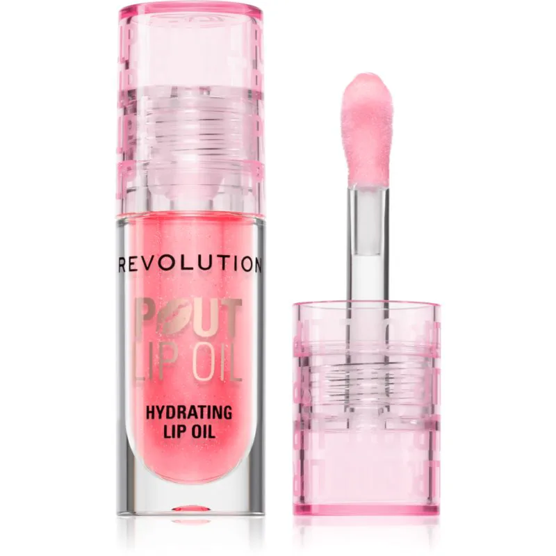 Revolution Pout Lip Έλαιο για τα χείλη με ενυδατικό αποτέλεσμα απόχρωση Ροζ Shimmer 3 ml