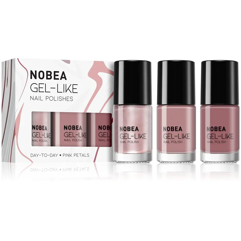NOBEA Day-to-Day 3-Piece Gel-like Nail Polish set Σετ βερνίκι νυχιών Ροζ Petals