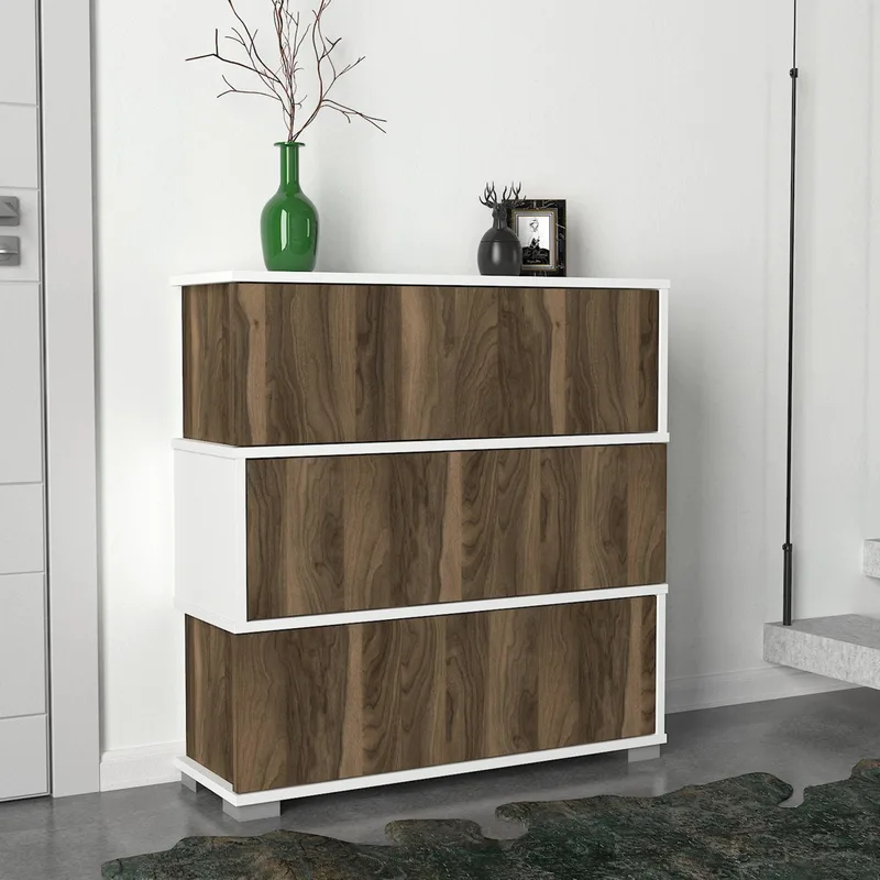 Παπουτσοθήκη Napolyon - White, Walnut 756Frn4004 (90x93x30)