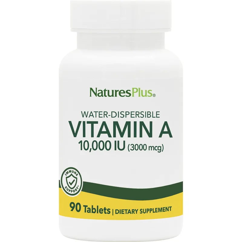 Natures Plus Vitamin A 10.000IU Συμπλήρωμα Διατροφής Βιταμίνης Α με Αντιοξειδωτική Δράση για την Καλή Υγεία των Οστών, Δέρματος & Ματιών σε Μορφή Διασπειρόμενων Δισκίων 90tabs