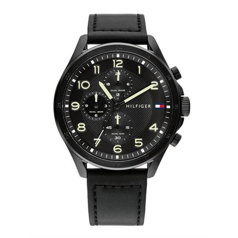 TOMMY HILFIGER Axel Black Leather Strap 1792004