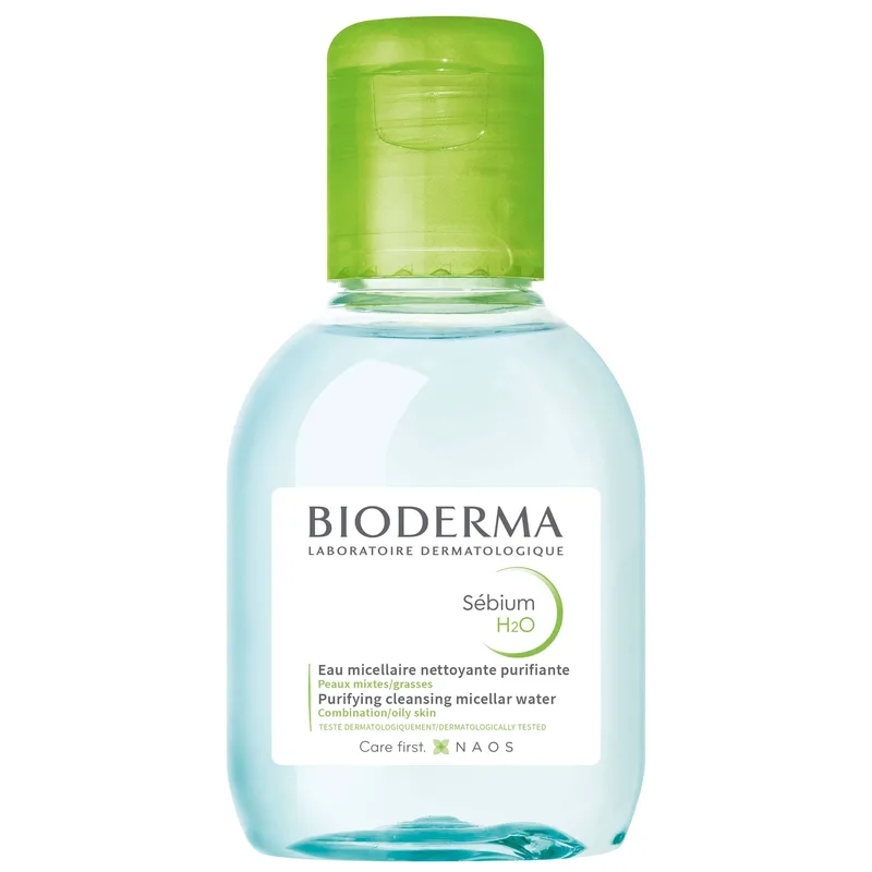 Bioderma Sebium H2O Purifying Cleansing Micellar Water Travell Size Νερό Καθαρισμού & Ντεμακιγιάζ Προσώπου - Ματιών, Κατάλληλο για Μικτό - Λιπαρό Δέρμα 100ml