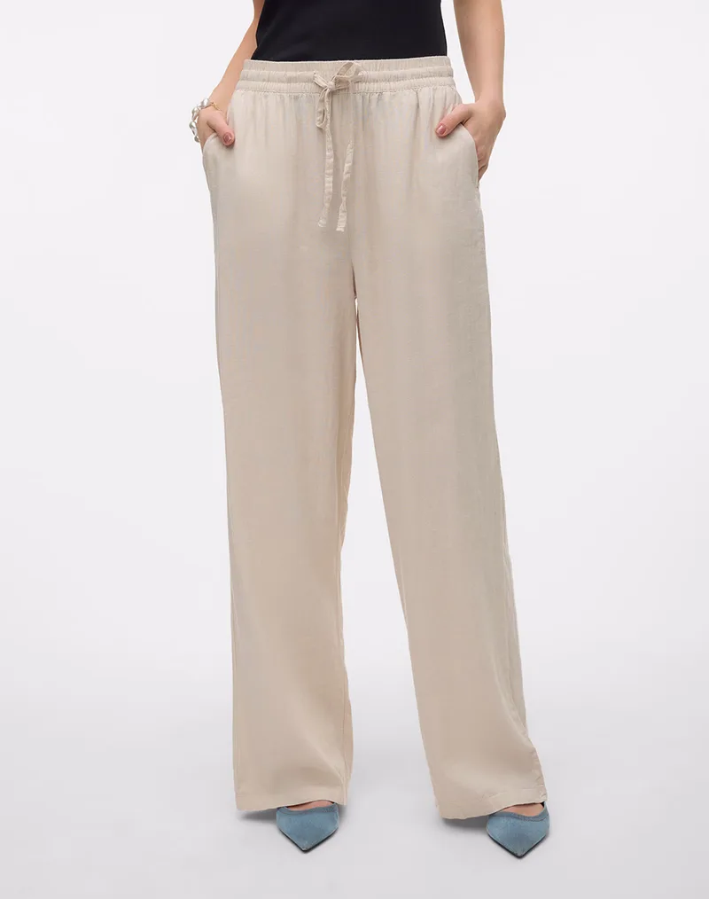 VERO MODA VMLINN HW PANTS WVN NOOS 10305091-Moonbeam Biege
