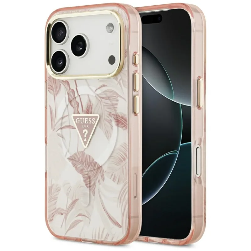 Θήκη Guess Jungle Tonal Triangle Magsafe Ροζ iPhone 17 Pro Max
