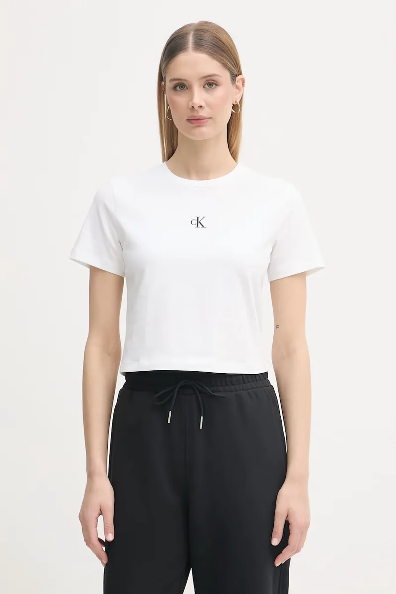 Calvin Klein Jeans t-shirt basic βαμβακερό με ελαστάν