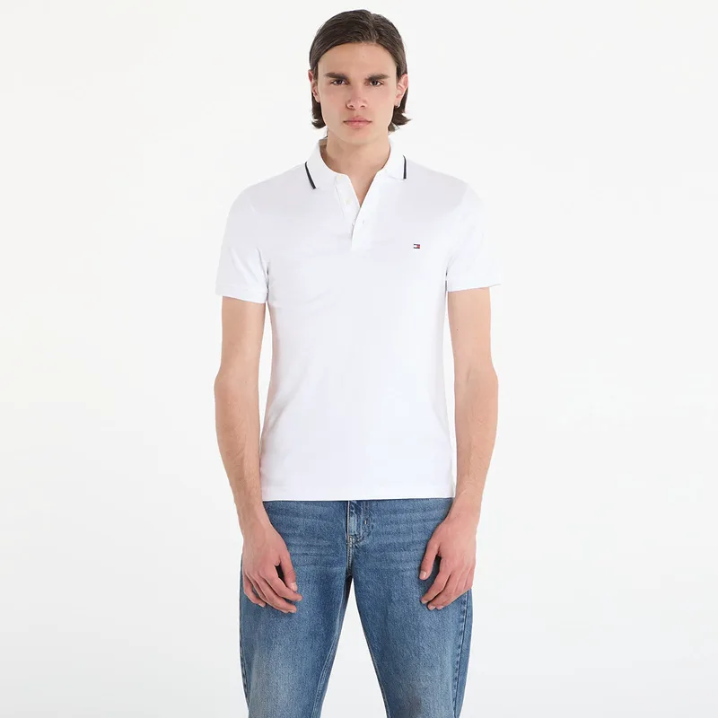 T-shirt Tommy Hilfiger Liquid Cotton Tipped Slim Polo White M