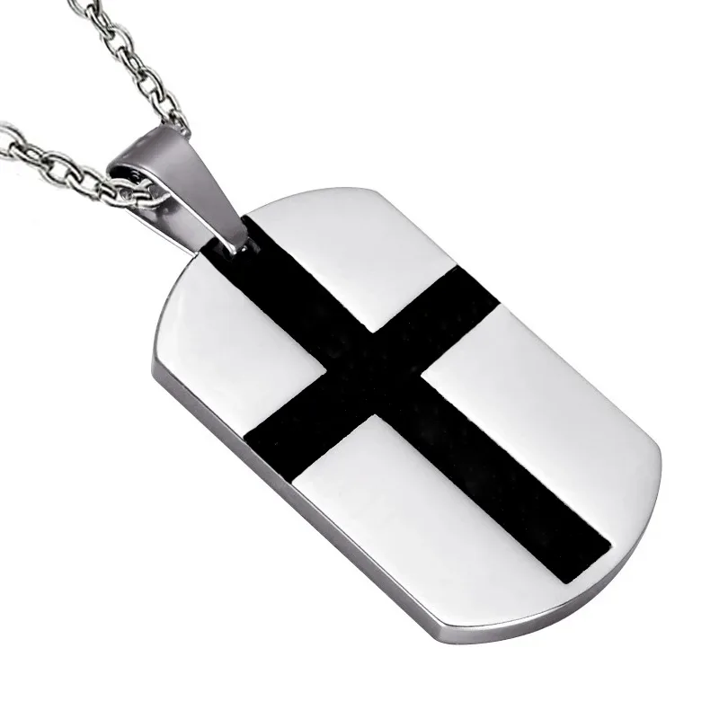 Jt Unisex ατσαλινο κολιέ ταυτότητα στρατιωτική με σταυρό Χωρίς Χάραξη