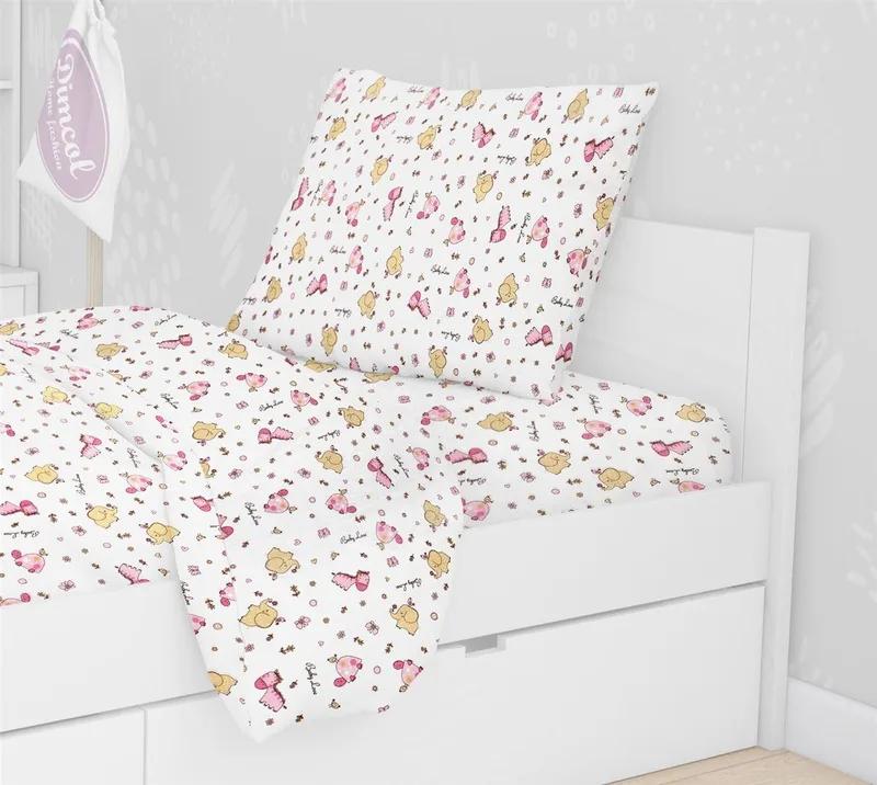 Μαξιλαροθήκη Εμπριμέ kids Elephant 072 50X70 White-Ροζ 100% Cotton Flannel