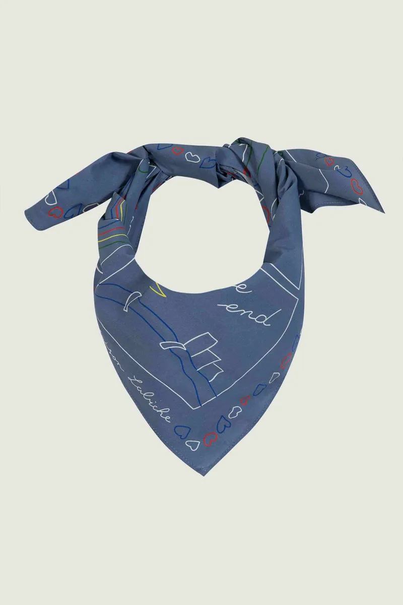 Maison Labiche γυναικείο φουλάρι με all-over print "Croco Crush" - ZALAMPUECROCOC Μπλε