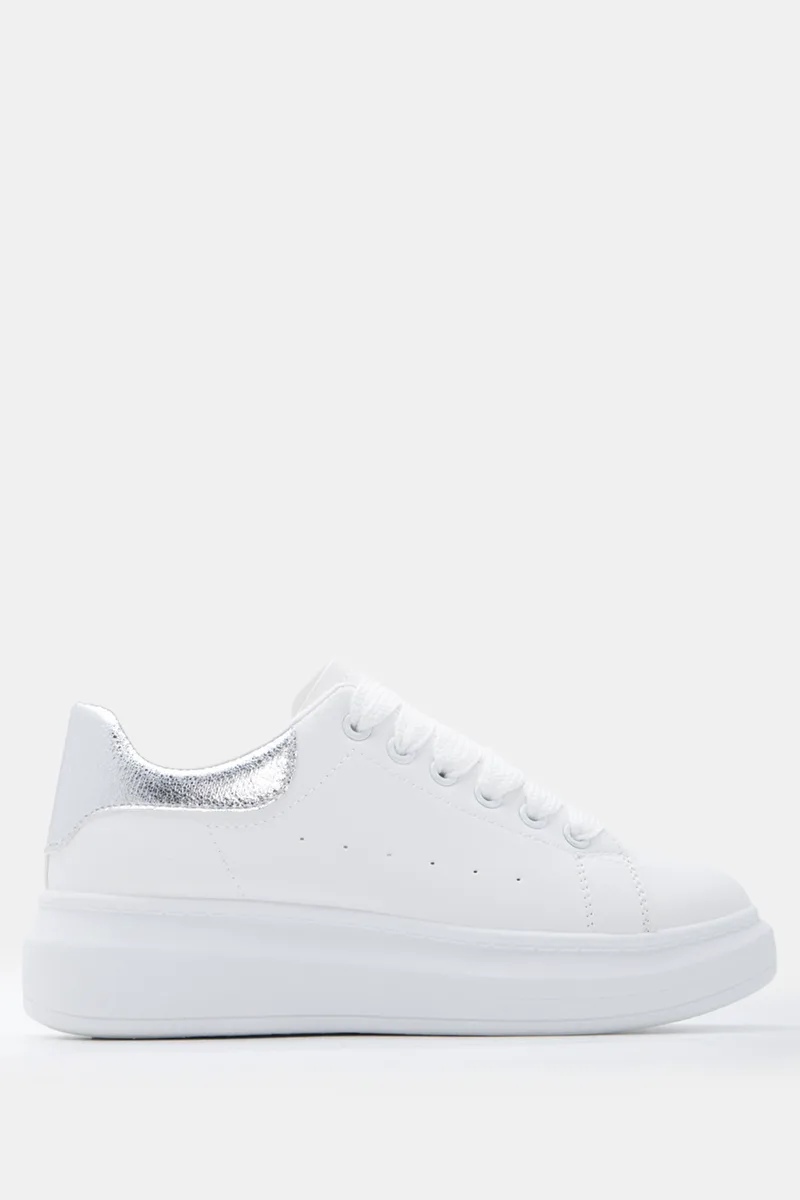 Sneakers Δίσολα σε Συνδυασμό Χρωμάτων - Ασημί