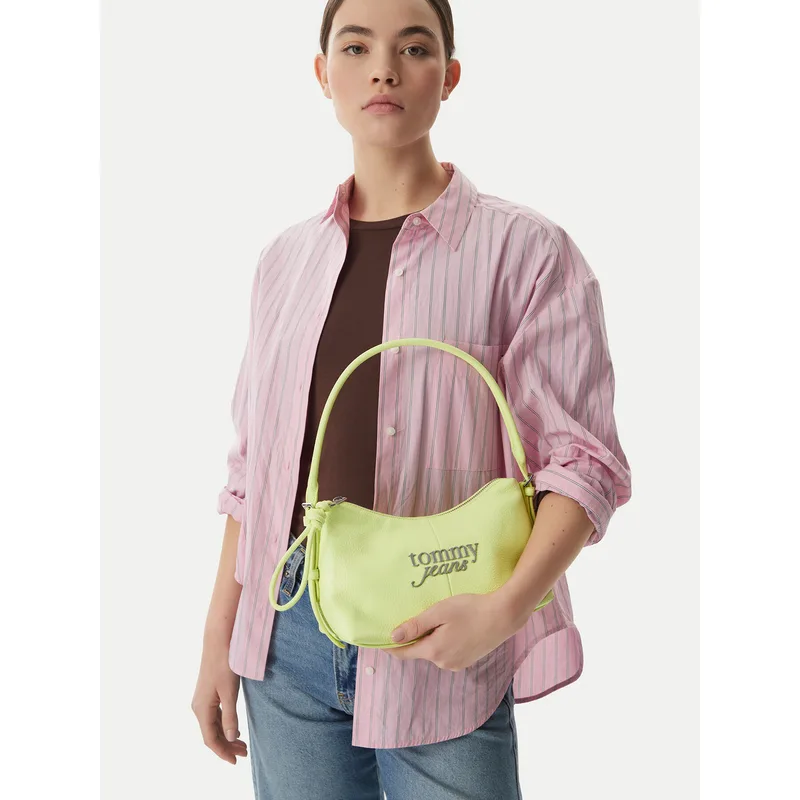 Τσάντα Tommy Jeans Metal Logo Shoulder Bag AW0AW18468 Πράσινο